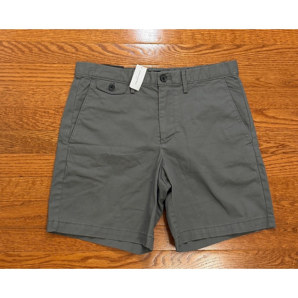 New Banana Republic Chino Shorts Mens 30 Slim Fit 7" Gray Cotton Stretch Casual